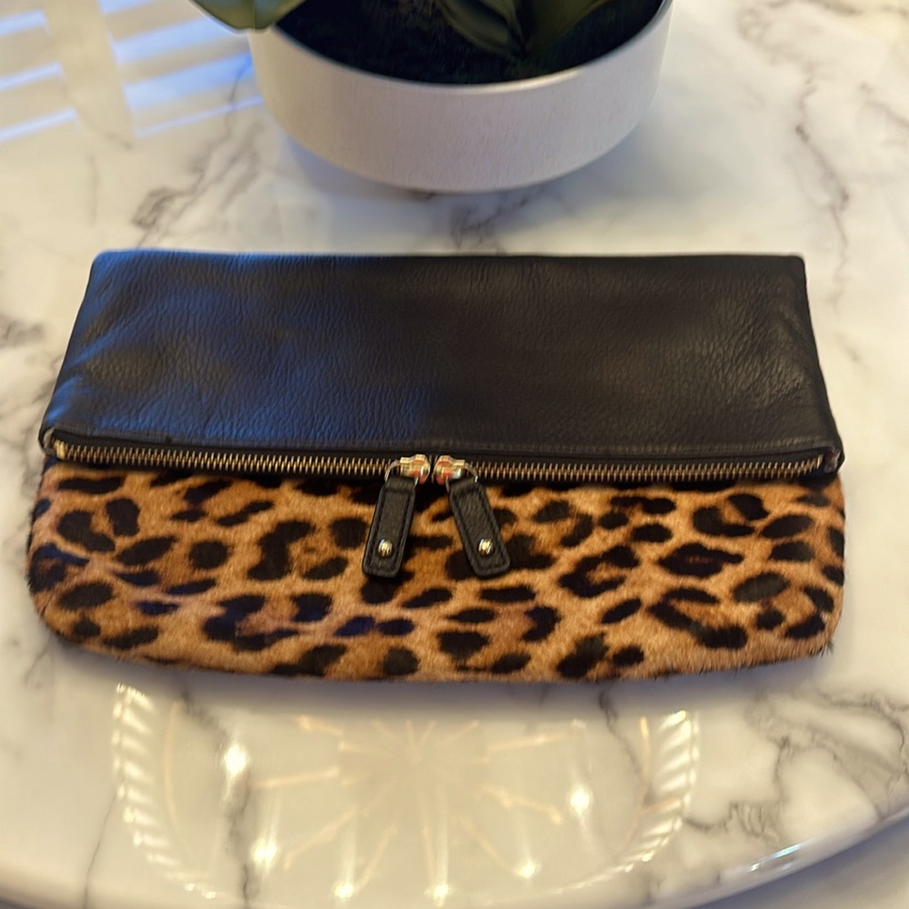 Talbots Leather and Calfskin Leopard Clutch